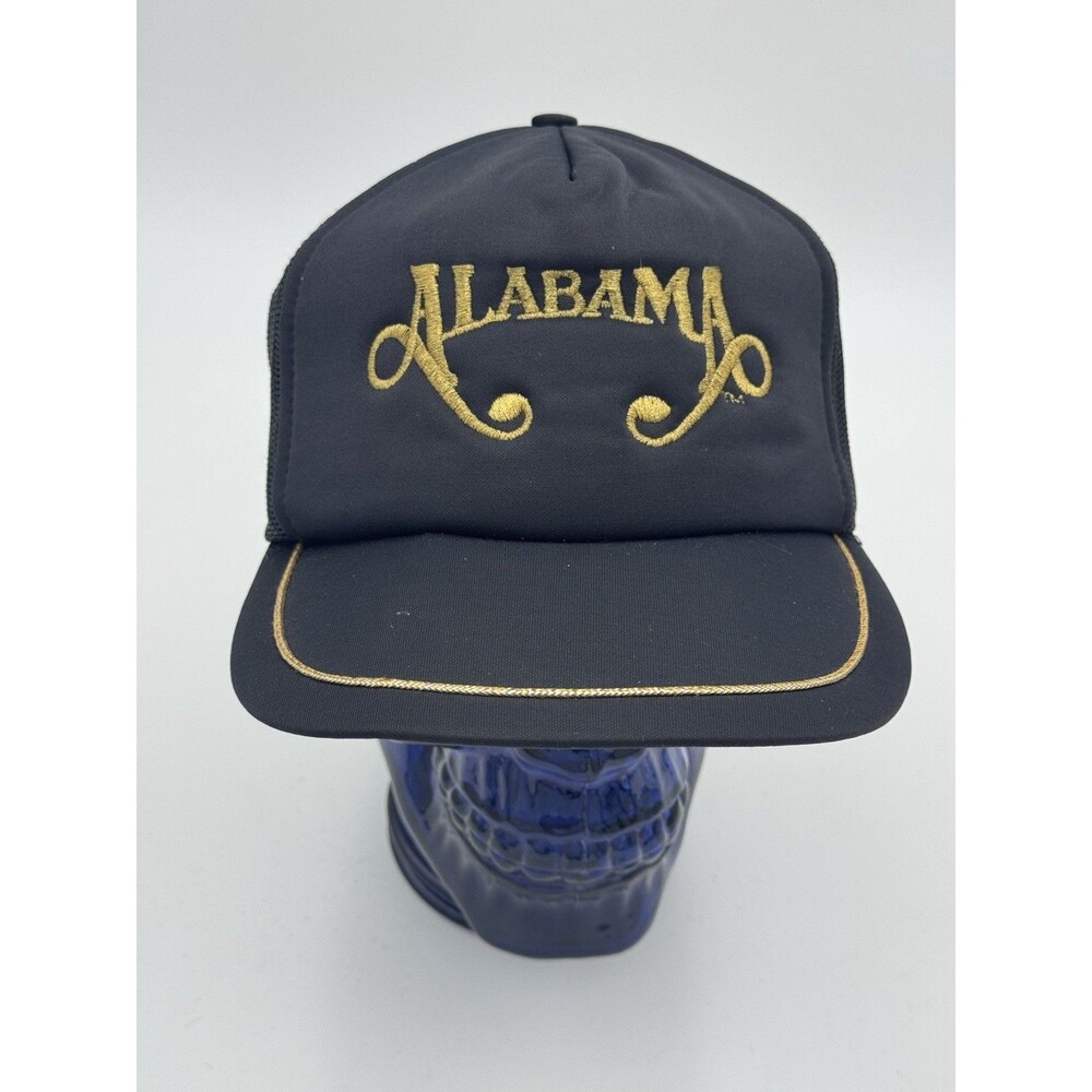Vintage 80s Alabama Concert Tour SnapBack Trucker Hat Cap Black / Gold